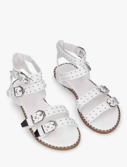 Sandales plates multibrides à clous - Blanc - 4