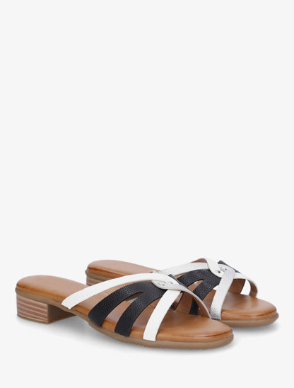 Mules plates torsadées en simili - Noir - 4