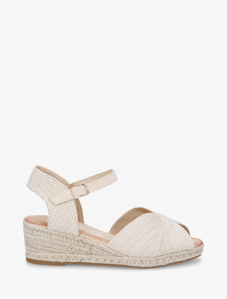Sandales compensées style espadrille - Beige - 1