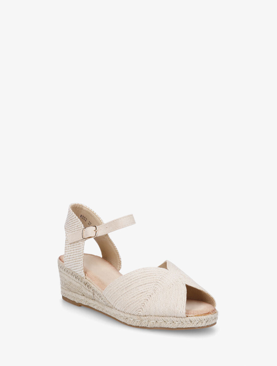 Sandales compensées style espadrille - Beige - 2