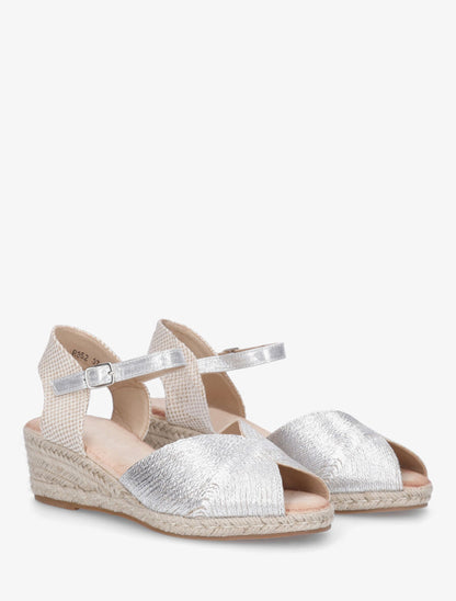 Sandales compensées style espadrille - Argent - 4