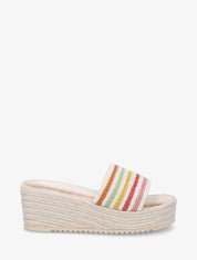 Mules compensées en raphia tressé - Multi - 1
