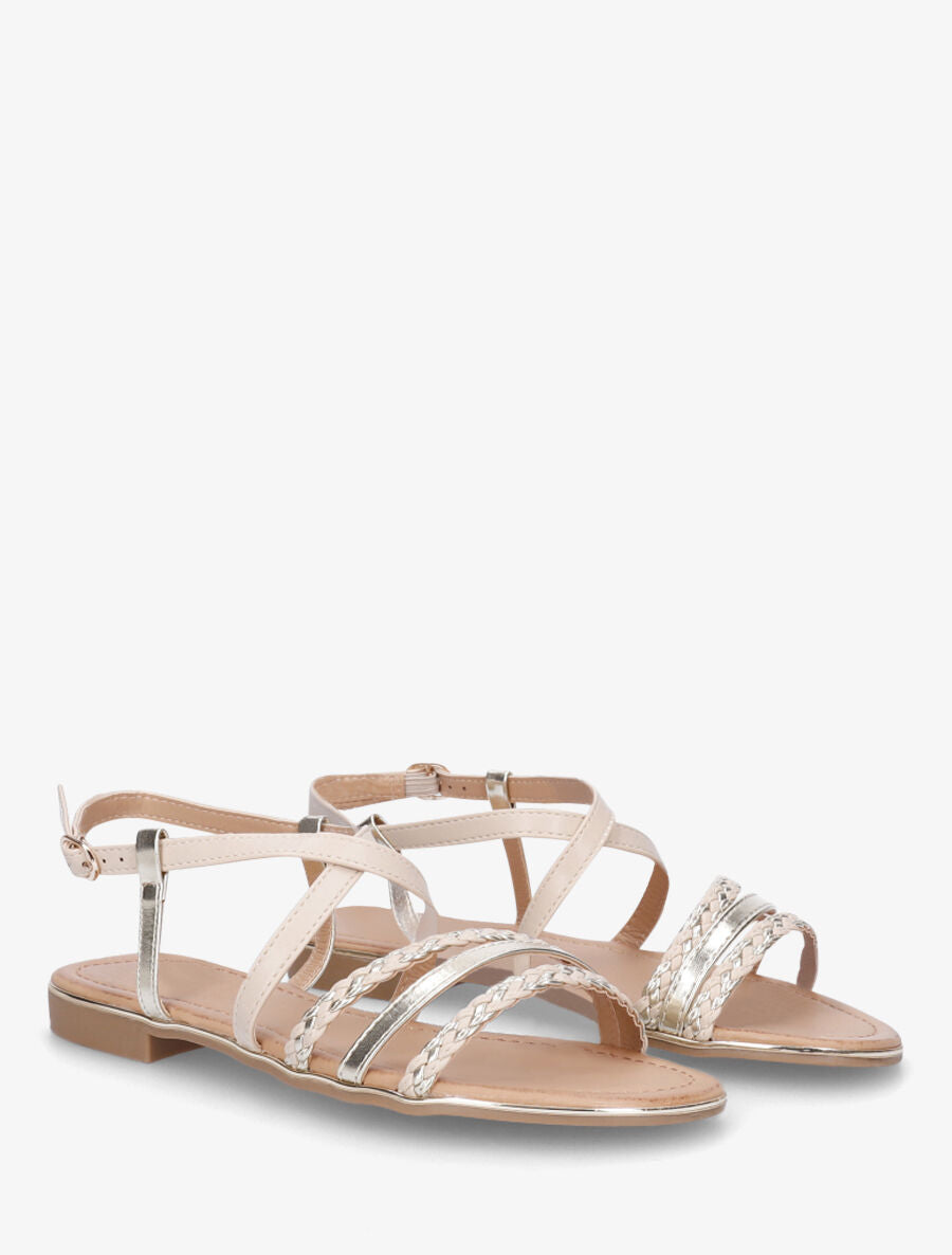 Nu-pieds multibrides tressées - Beige - 4