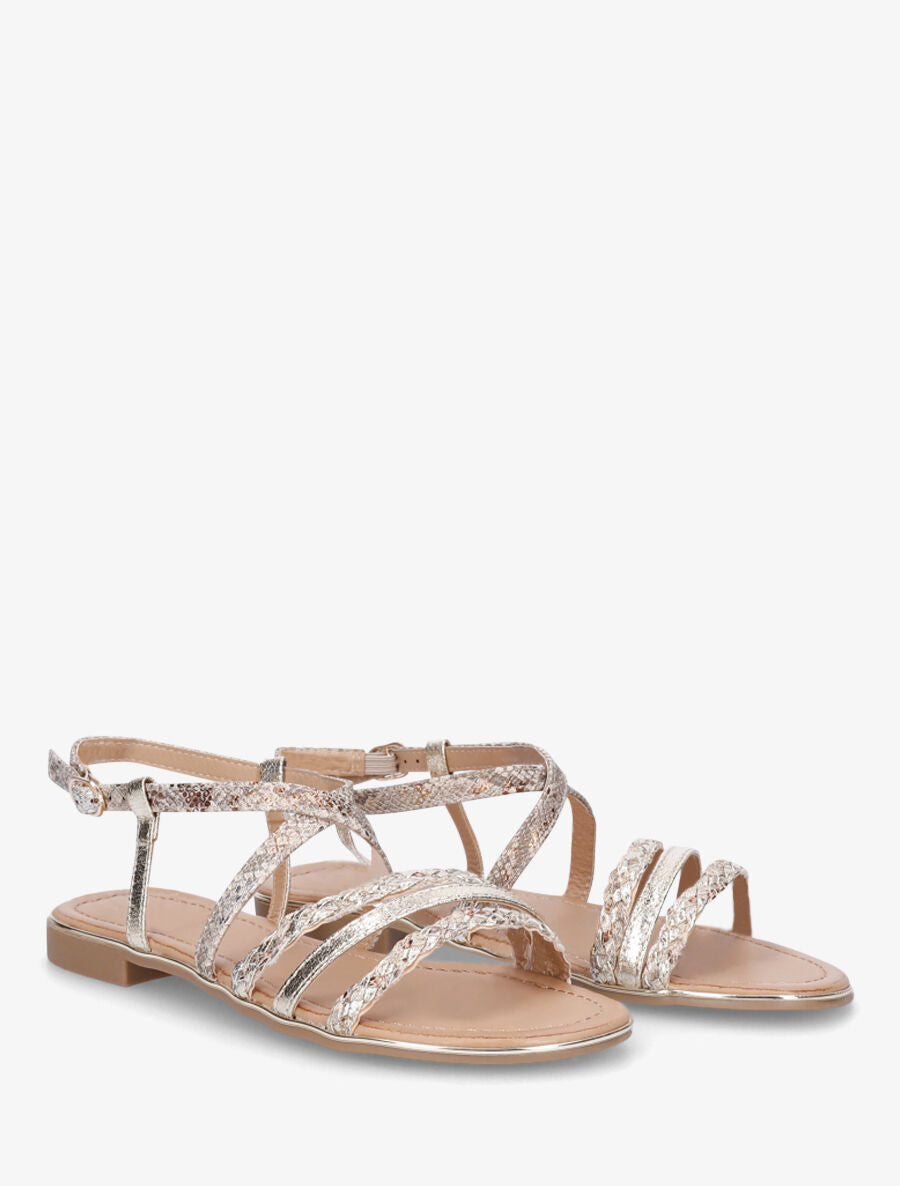 Nu-pieds multibrides tressées python - Taupe - 4