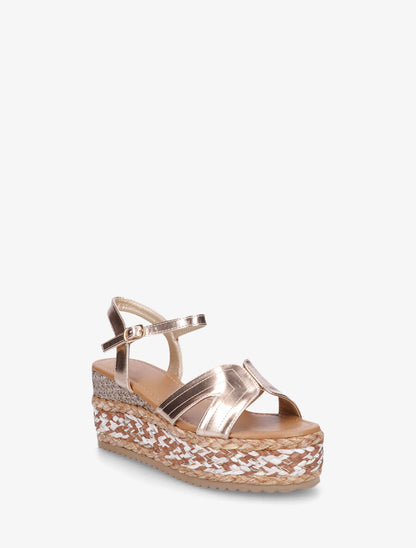 Sandales compensées à bride ajourée - Rose gold - 2
