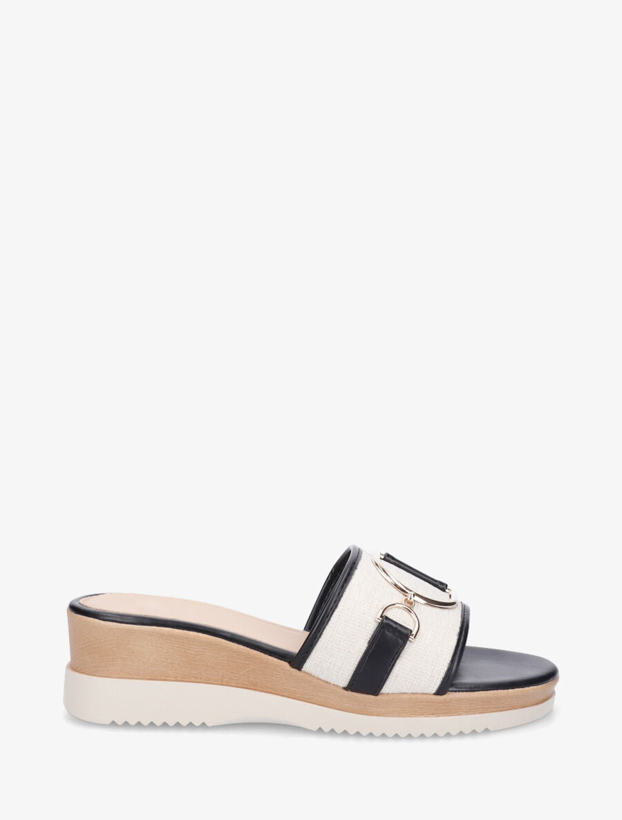 Mules à boucle et talon compensé - Noir - 1