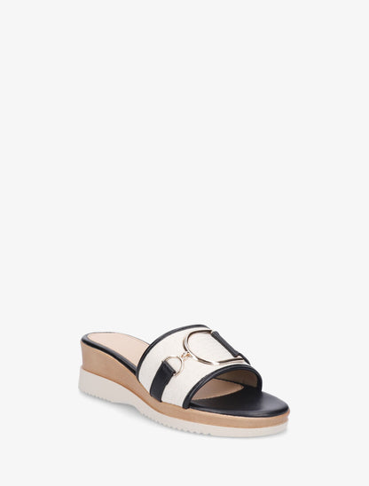 Mules à boucle et talon compensé - Noir - 2