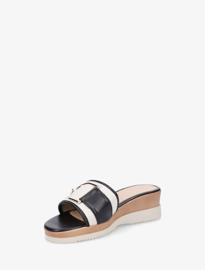 Mules à boucle et talon compensé - Noir - 3