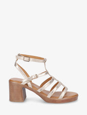 Sandales à talon style spartiate - Or - 5
