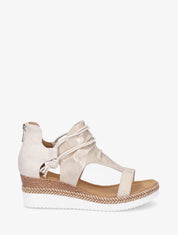Sandales compensées effet froncé - Beige - 1