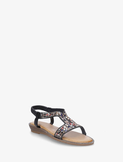 Nu-pieds élastiquées à strass - Noir - 2
