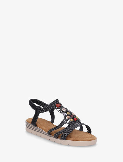 Nu-pieds tressés à perles - Noir - 2