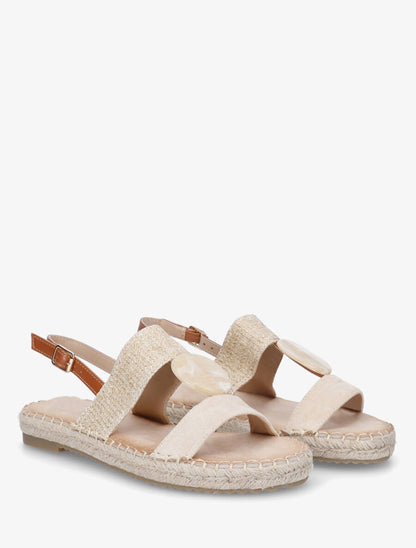 Nu-pieds bi-matière à bijou marbré - Beige - 4