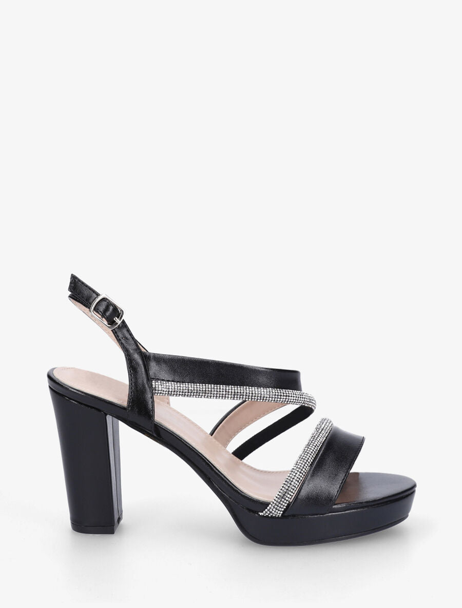 Sandales à plateforme et strass - Noir - 5