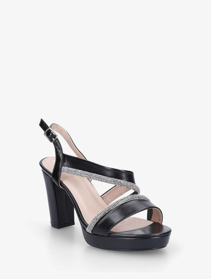 Sandales à plateforme et strass - Noir - 2