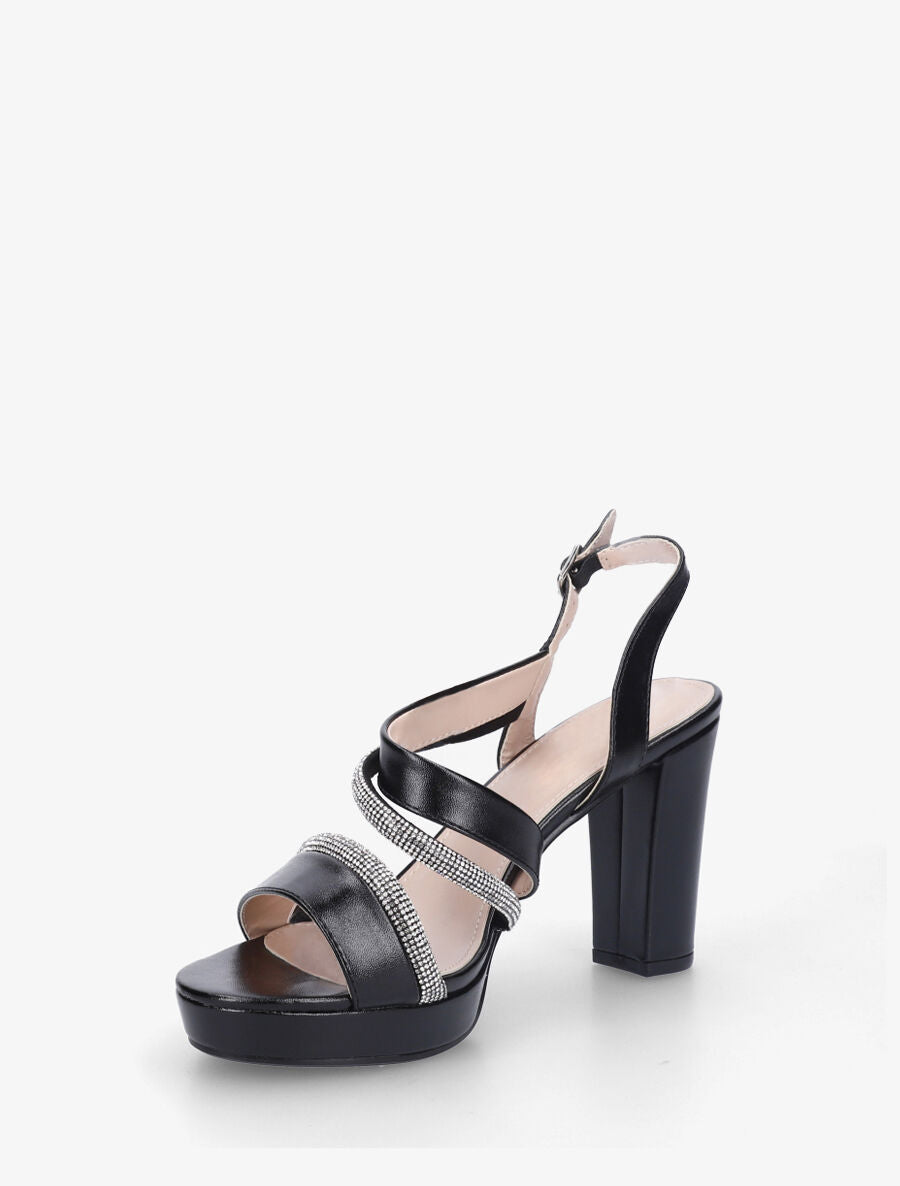 Sandales à plateforme et strass - Noir - 3