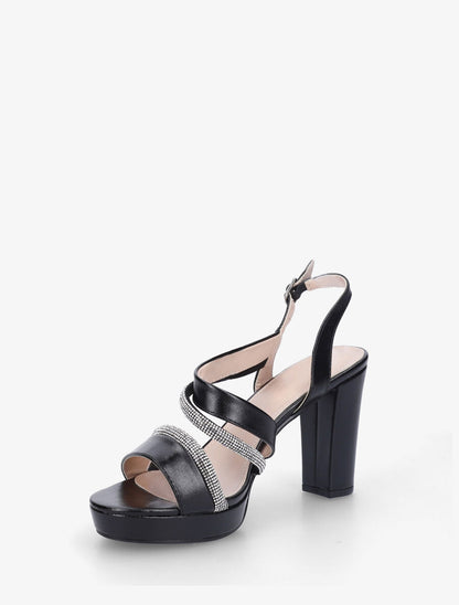 Sandales à plateforme et strass - Noir - 3