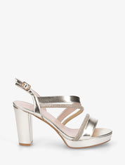 Sandales à plateforme et strass - Or - 1