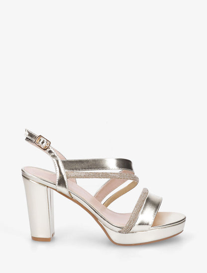Sandales à plateforme et strass - Or - 1