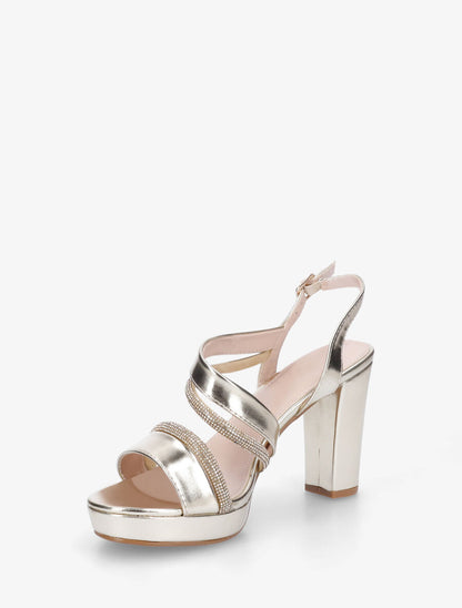 Sandales à plateforme et strass - Or - 3