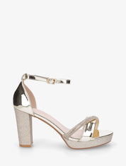 Sandales à plateforme strass et paillettes - Or - 5