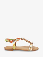 Nu-pieds à cheville élastiquée et perles en bois - Vert - 5