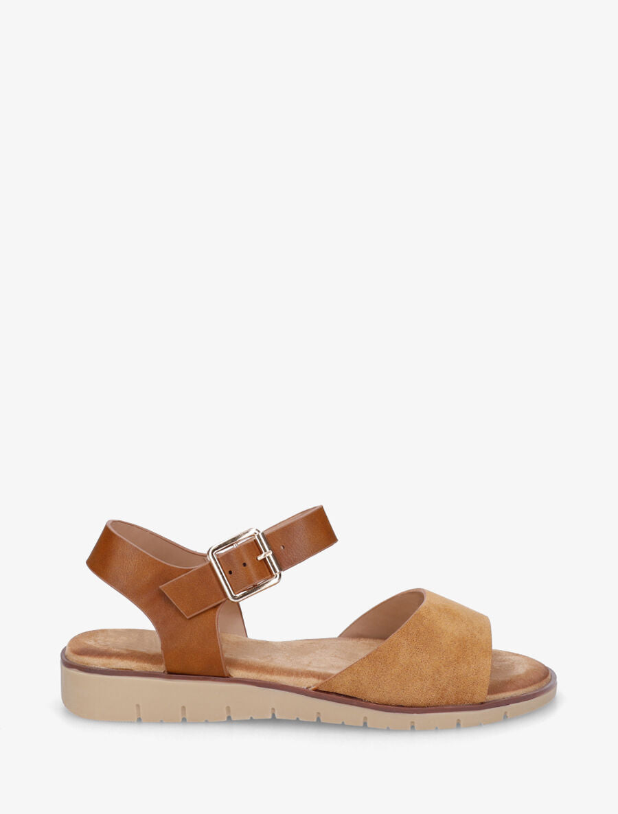 Nu-pieds basiques bi-matière - Camel - 1