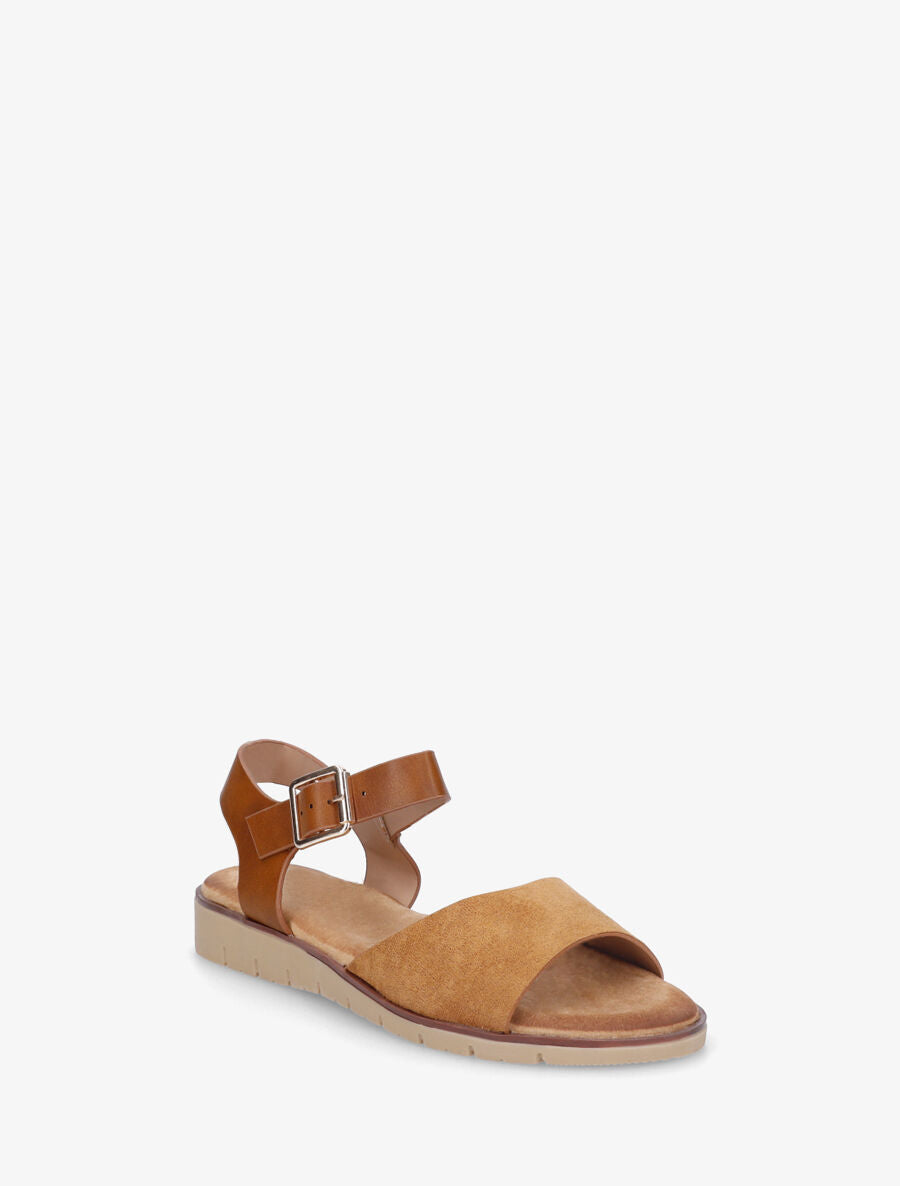 Nu-pieds basiques bi-matière - Camel - 2