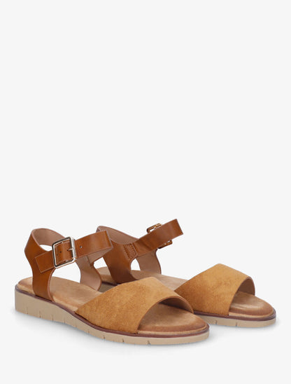 Nu-pieds basiques bi-matière - Camel - 4