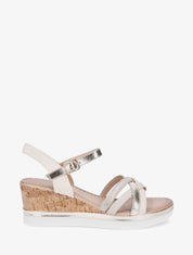 Sandales compensées à brides fantaisies - Beige - 1