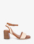 Sandales à talon en tissu effet denim - Beige - 5