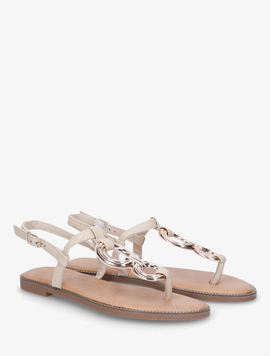 Nu-pieds en bride T à bijoux - Beige - 4
