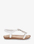 Nu-pieds à empiècement strass et bijoux - Blanc - 1