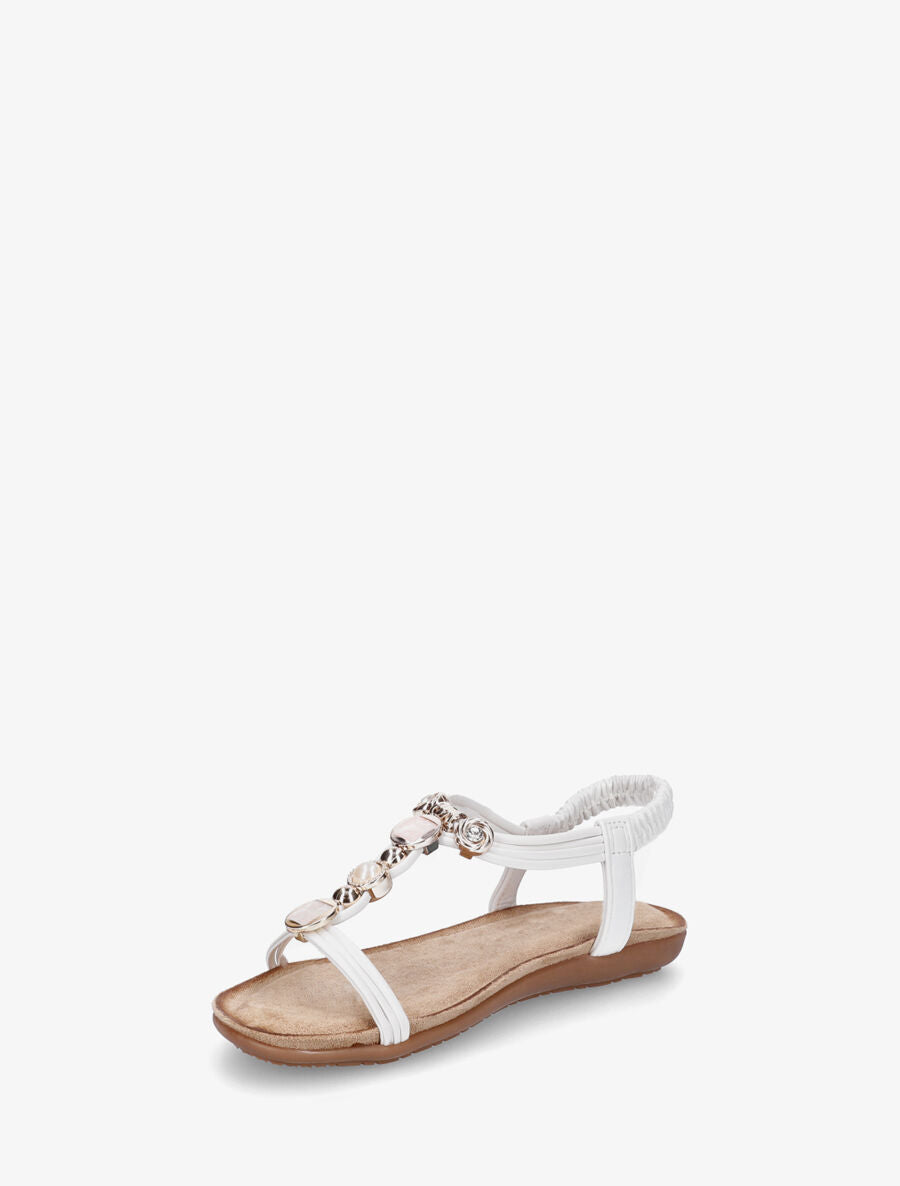 Nu-pieds à empiècement strass et bijoux - Blanc - 3