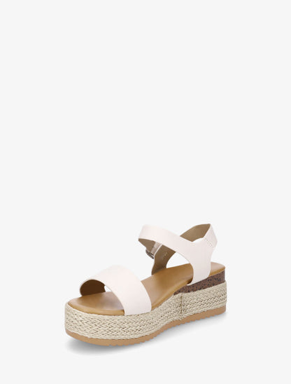 Sandales compensées à brides en simili - Beige - 3