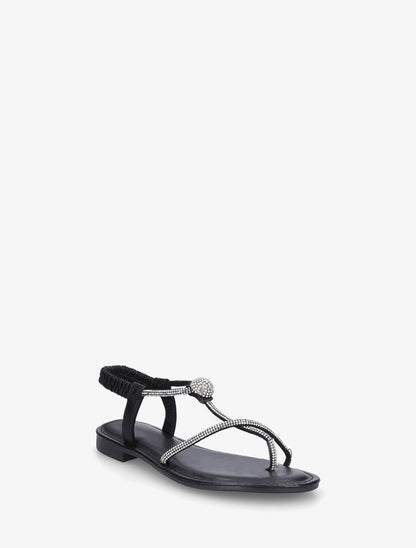 Nu-pieds en simili à strass - Noir - 2