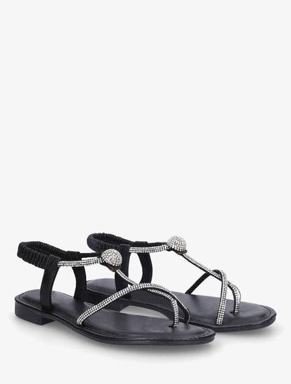 Nu-pieds en simili à strass - Noir - 4