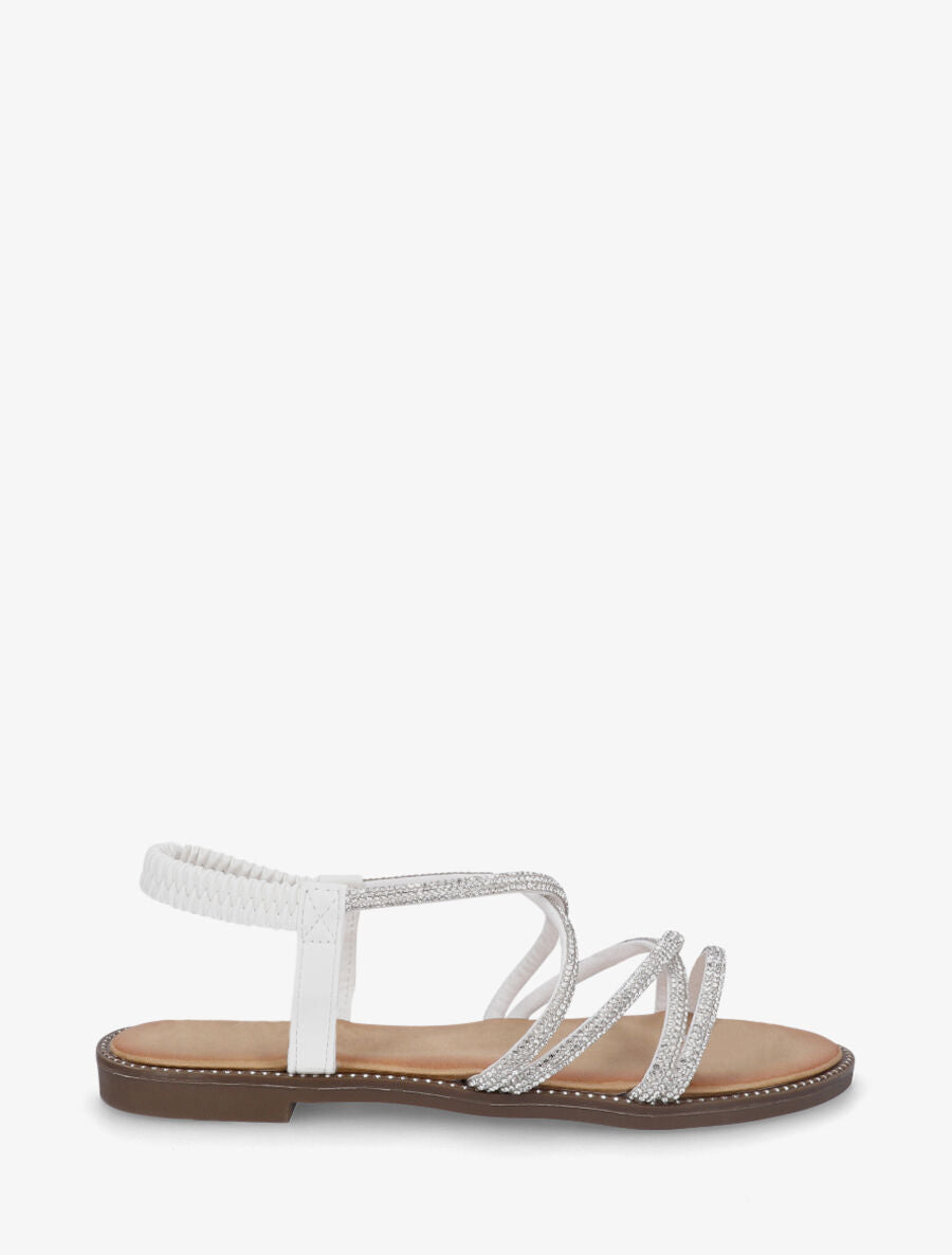 Nu-pieds à brides strassées - Blanc - 1
