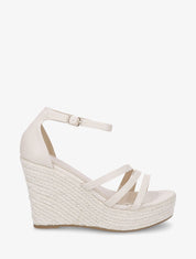 Sandales compensées à talon haut - Beige - 1