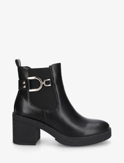 Bottines en simili à talon épais - Noir - 5