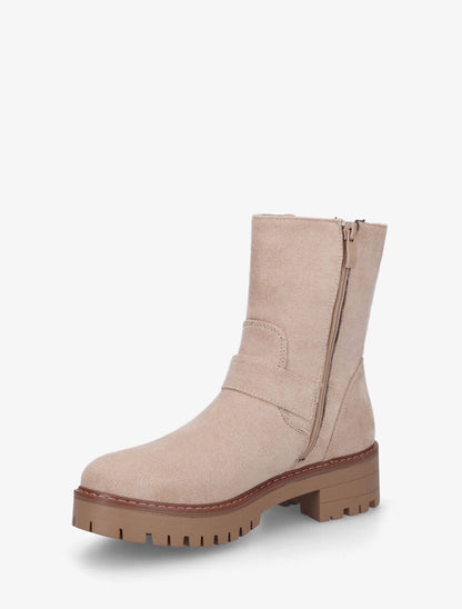 Bottines en suédine à ceinturons - Beige - 3