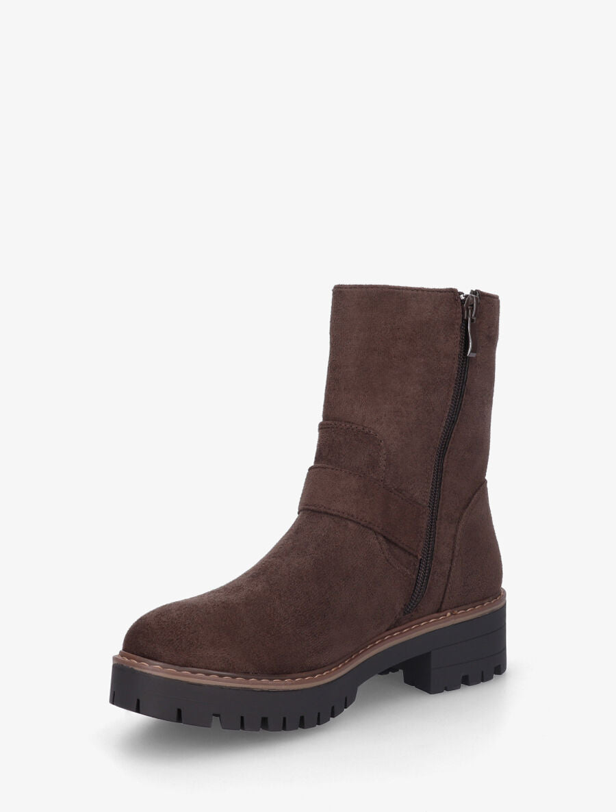 Bottines en suédine à ceinturons - Chocolat - 3