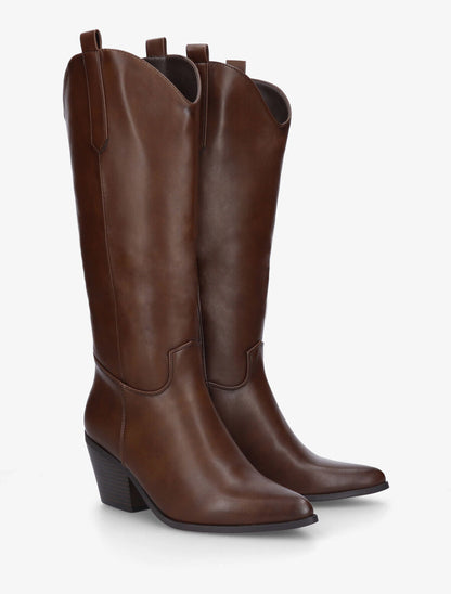 Bottes en simili style santiag - Marron - 4