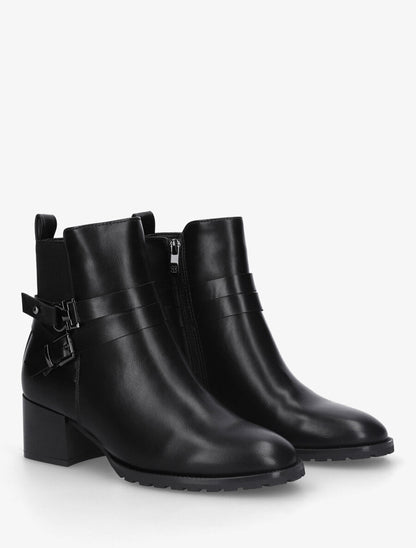 Bottines en simili à ceinturons et bande élastique - Noir - 4