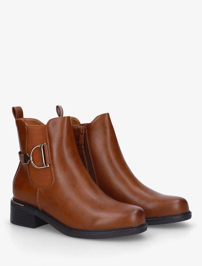 Bottines en simili à boucle - Camel - 4