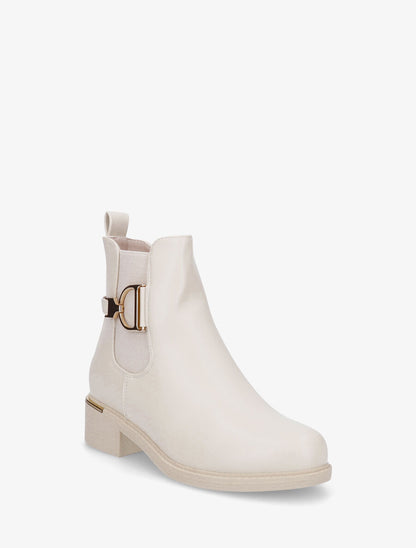 Bottines en simili à boucle - Beige - 2