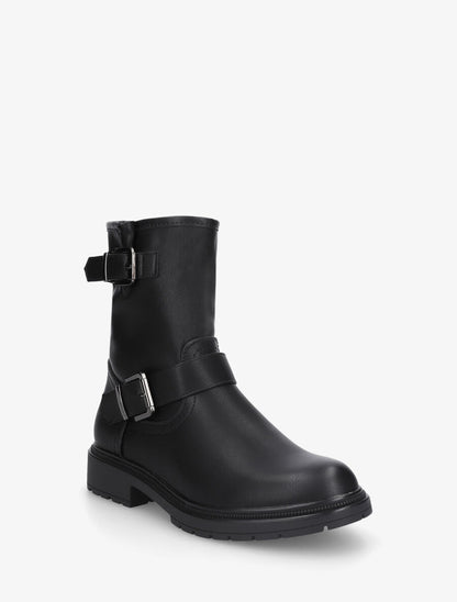 Bottines en simili à ceinturons - Noir - 2