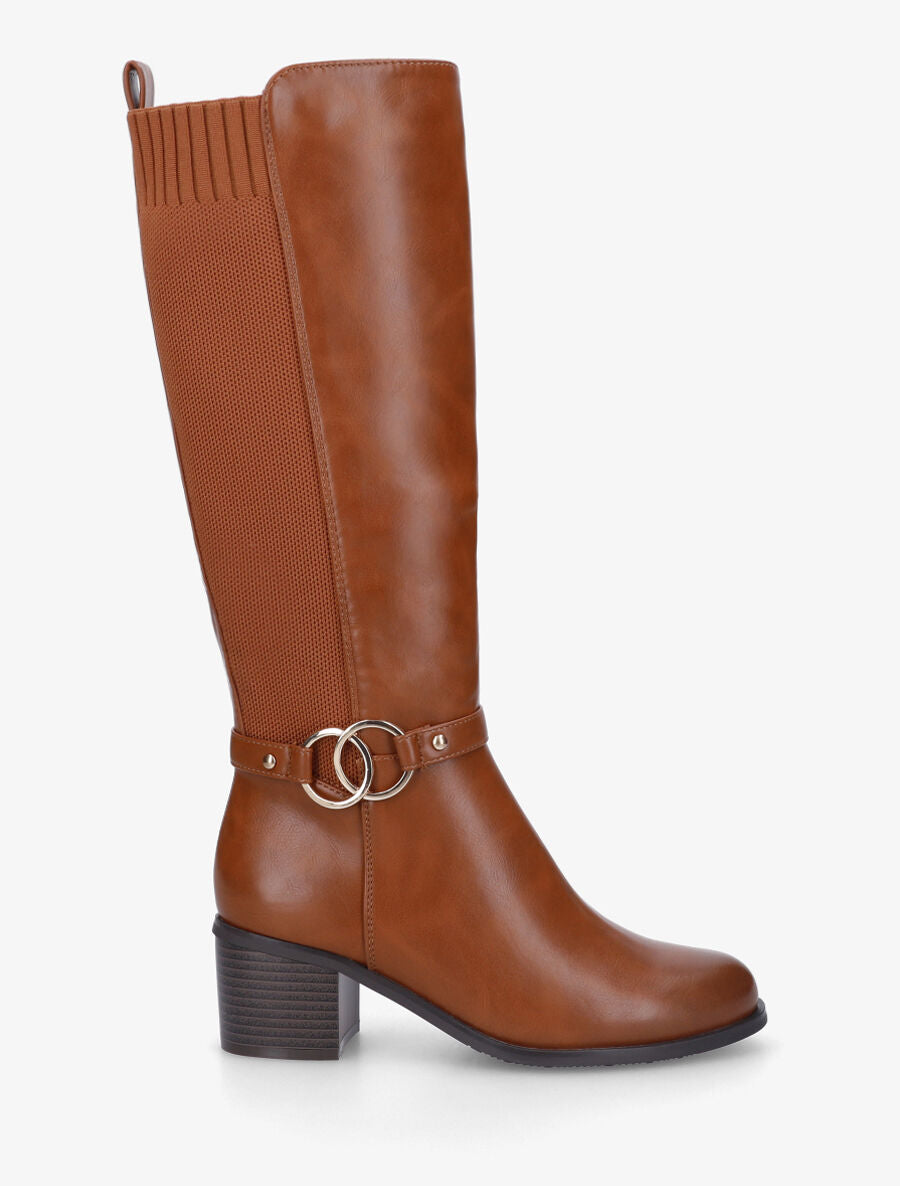 Bottes en simili à talon - Camel - 1