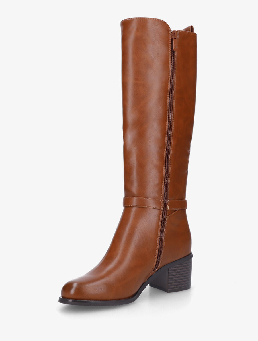 Bottes en simili à talon - Camel - 3