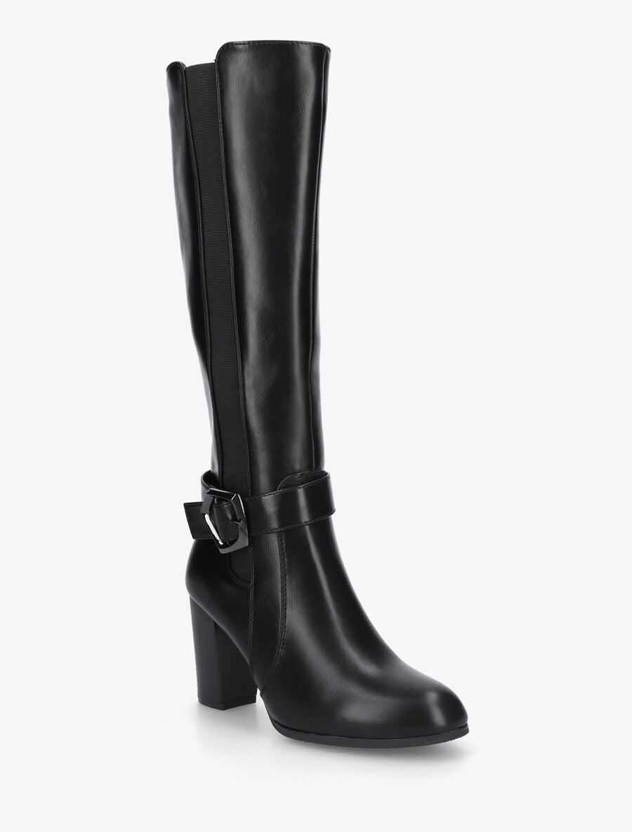 Bottes élastiquées à talon haut - Noir - 2